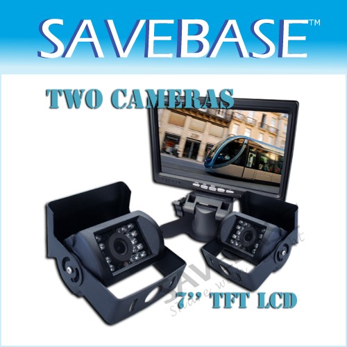 12-24v Van Motorhome Back-up Color Night Vision Dual Camera Kit System + Monitor