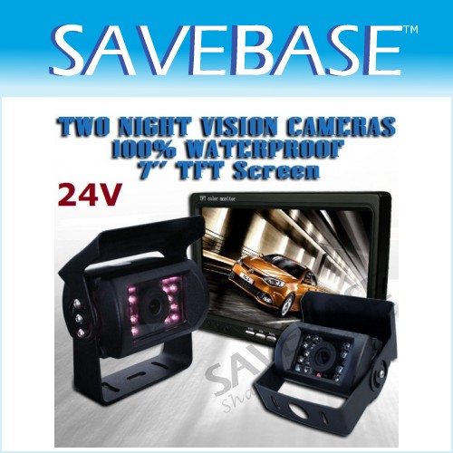 Motorhome Van Car Rear Kit 7" LCD Monitor + 2x Color Reversing IR Back Up Camera