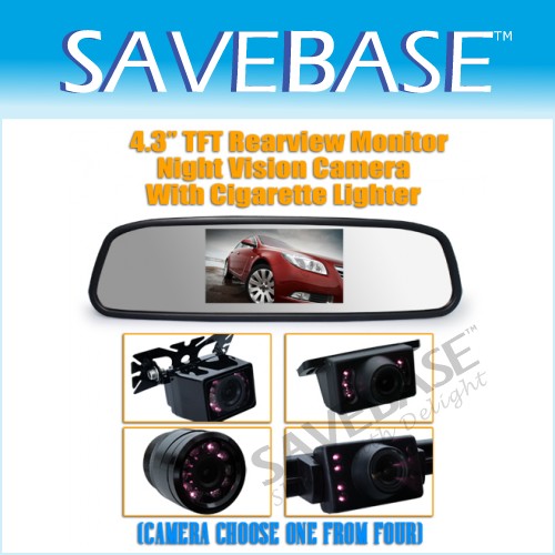 New 4.3" Color LCD Car Monitor Rear View Mirror + Night Vision Reversing Camera