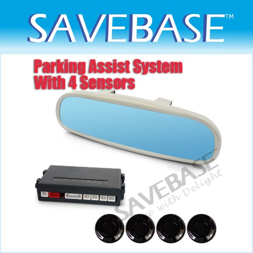 New Generation Buzzer 4 Parking Sensors Car Reverse Radar Rearview Blue Mirror