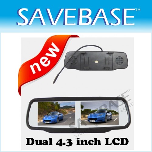 Car Rear View Mirror Monitor Two Lcd Screen For Video Dvd Auto Detect Reversing