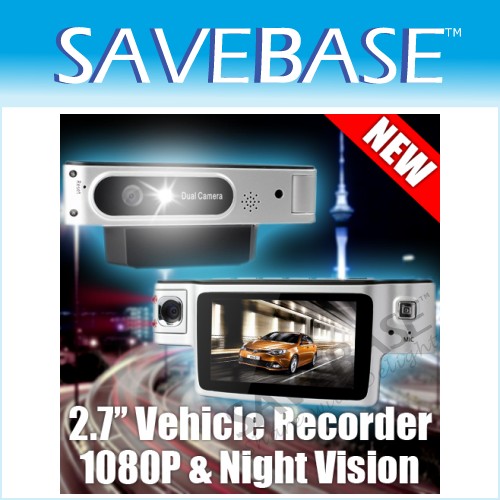 HD DV Dual Camera Lens Car Vehicle DVR Cam Dash Video Recorder + 2 IR Lights