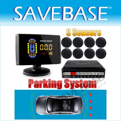 8 Car Reversing Parking Sensors 4 Front 4 Rear Simultaneous + LCD Voice Alarm